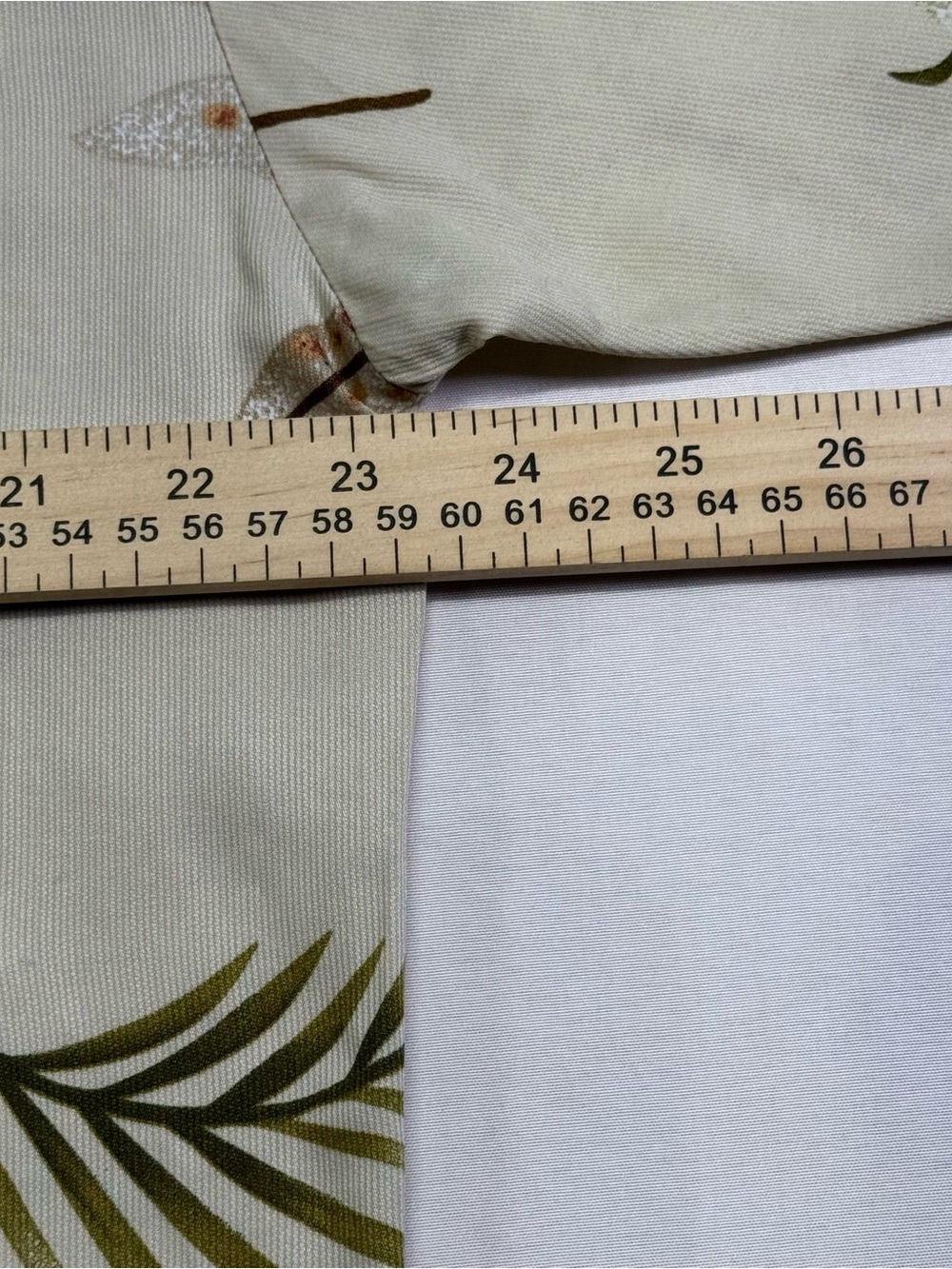 Men's Beige Tropical Print Short Sleeve Button-Down Shirt - Picture 2 of 9